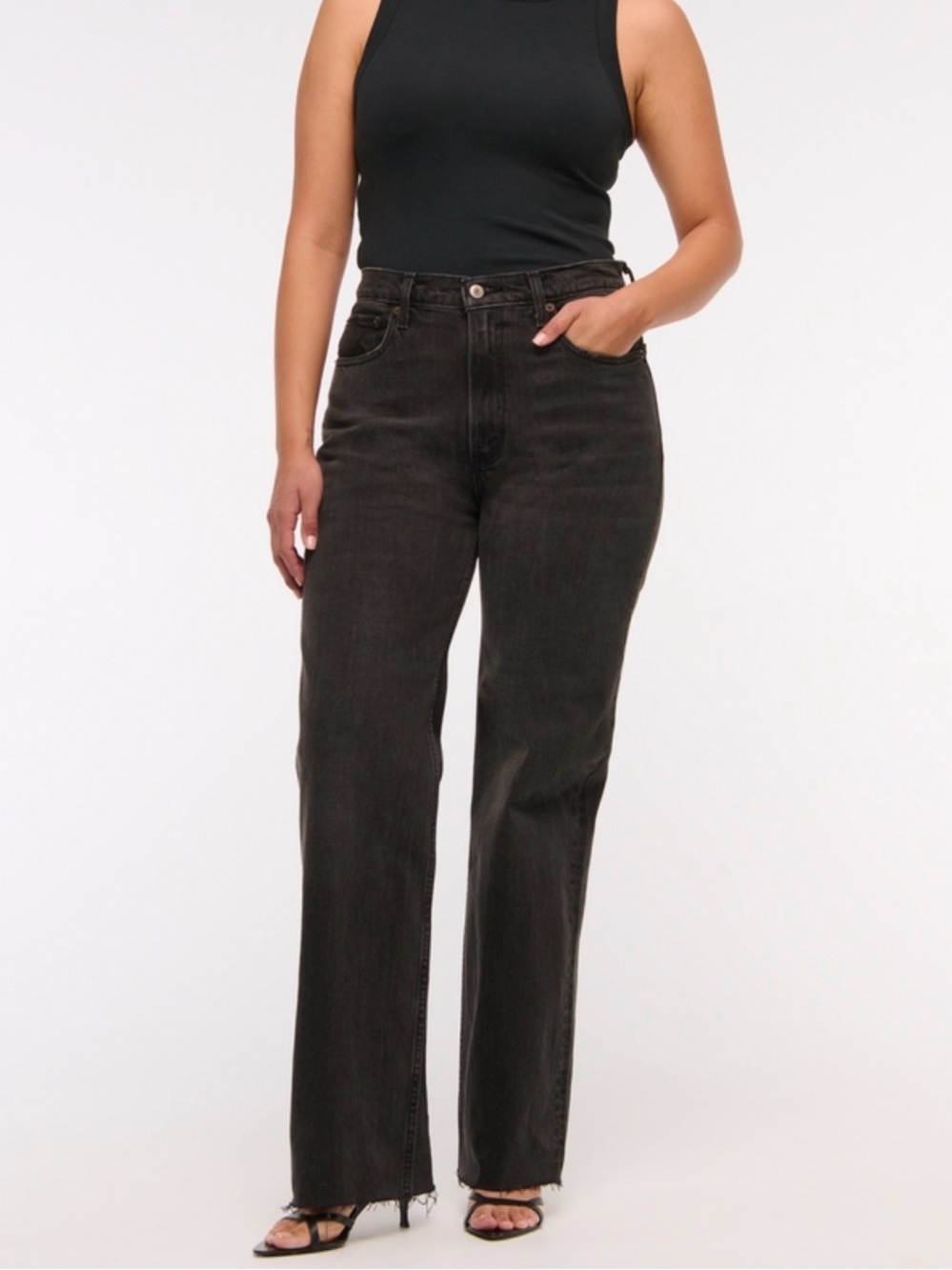 Abercrombie & Fitch Washed Black The 90s Relaxed Jeans High Rise 18 Long